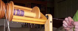 Me, plying and beading Me, plying and beading