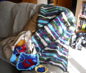 Finished the lap blanket; just getting started on the granny square afghan Finished the lap blanket; just getting started on the granny square afghan