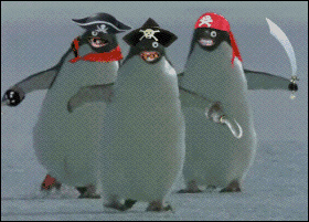 These pirate penguins are just a little too uncanny valley for me.